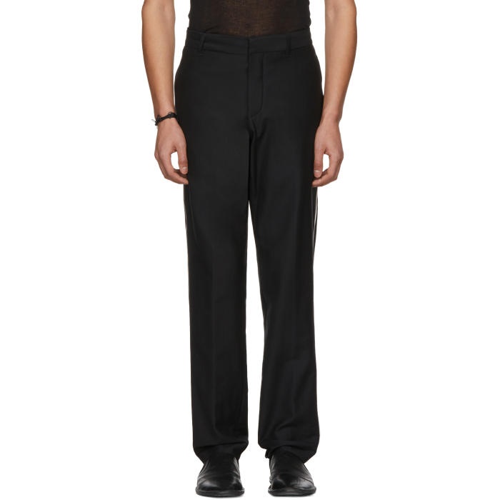 Photo: Ann Demeulemeester Black Wool Contrast Piping Trousers 