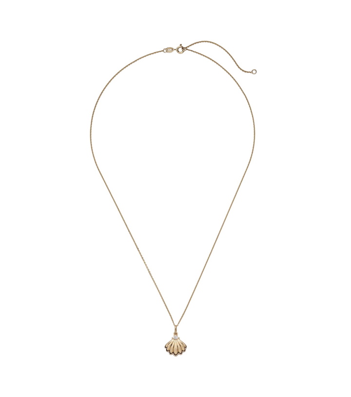 Photo: Stone and Strand Vintage Scallop Shell 14kt gold necklace with diamonds
