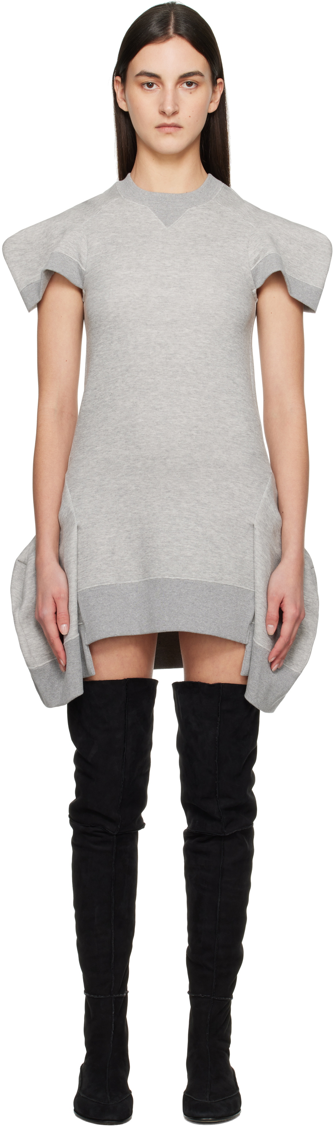 sacai: Gray Sponge Sweat Minidress | SSENSE