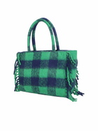 MC2 Saint Barth Check Fringe Handbag In Green/blue