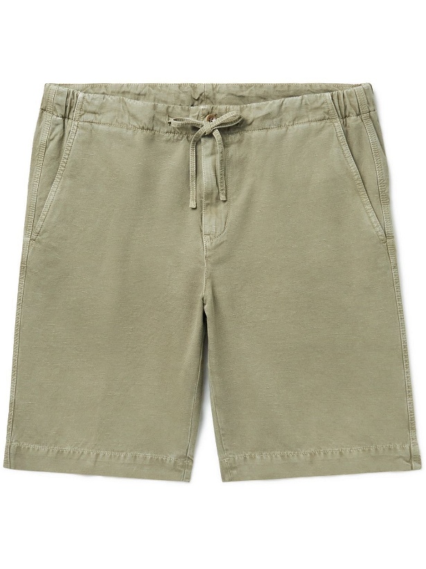 Photo: Loro Piana - Straight-Leg Cotton and Linen-Blend Drawstring Bermuda Shorts - Green