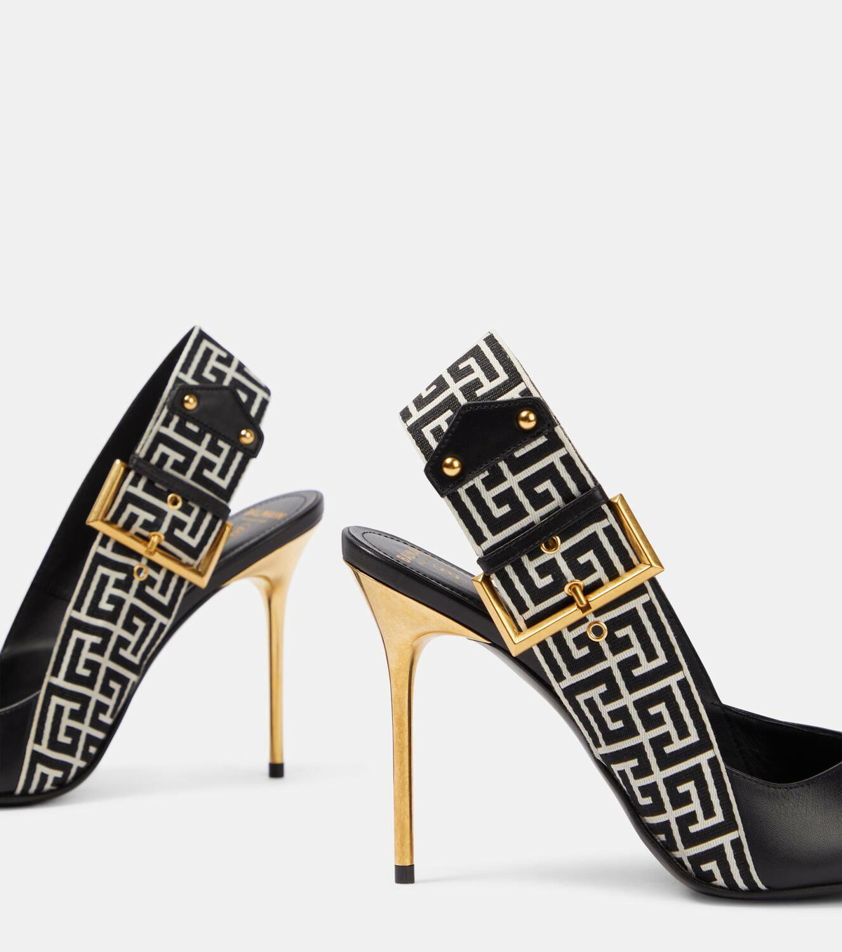 【関税込み】balmain Tara' slingback BALMAIN: Tara monogram fabric slingbacks - Multicolor