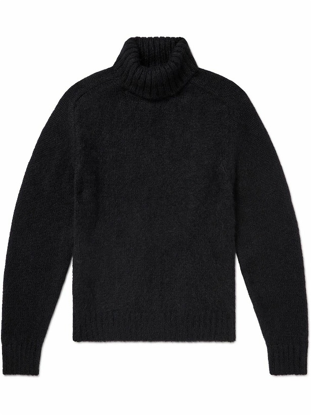 Photo: TOM FORD - Brushed Ribbed Mohair and Silk-Blend Rollneck Sweater - Black