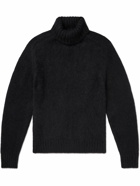 TOM FORD - Brushed Ribbed Mohair and Silk-Blend Rollneck Sweater - Black