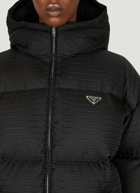 Re-Nylon Logo Jacquard Padded Jacket in Black