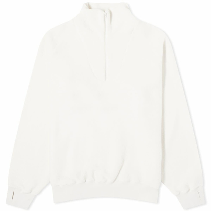Photo: Beams Plus Men's Half Zip Popover Fleece Jacket in Off White