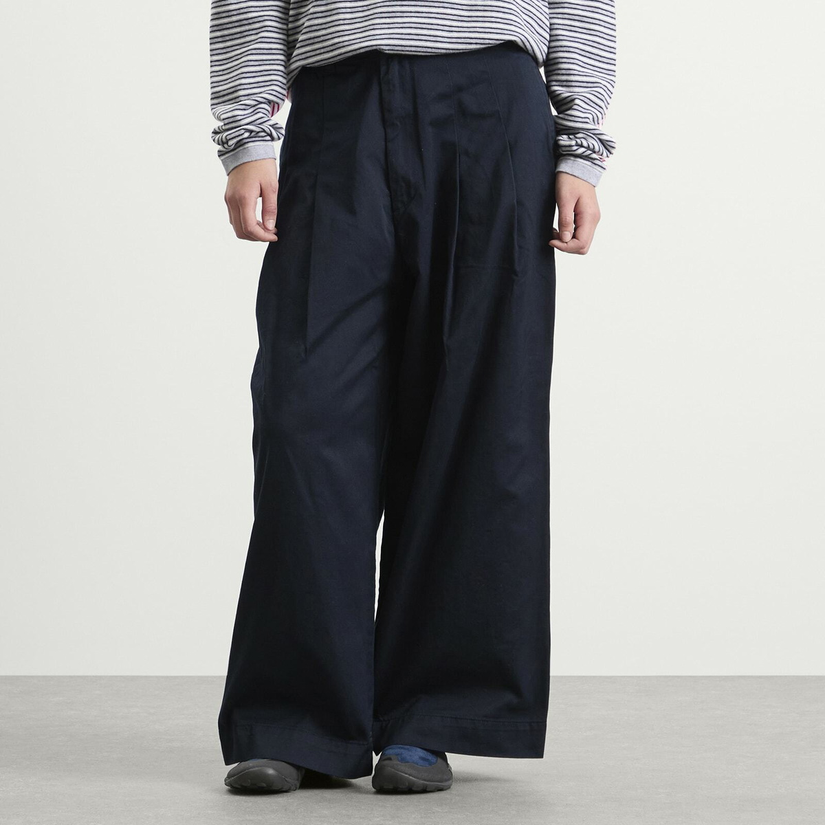 Beams Boy Women's Wide Leg Chino Pant in D.Navy