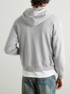 CELINE - Logo-Appliquéd Cotton-Jersey Zip-Up Hoodie - Gray