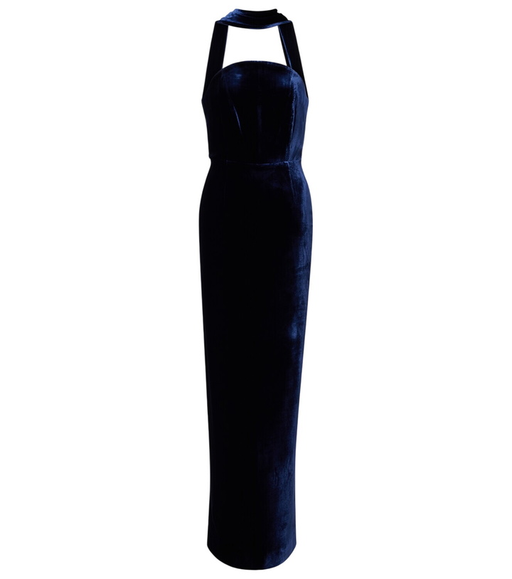 Photo: Roland Mouret Scarf-detail velvet corset gown