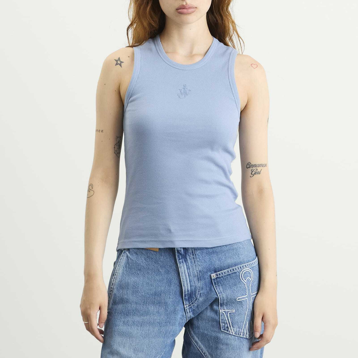 JW Anderson Women's Anchor Embroidery Vest in Steel Blue