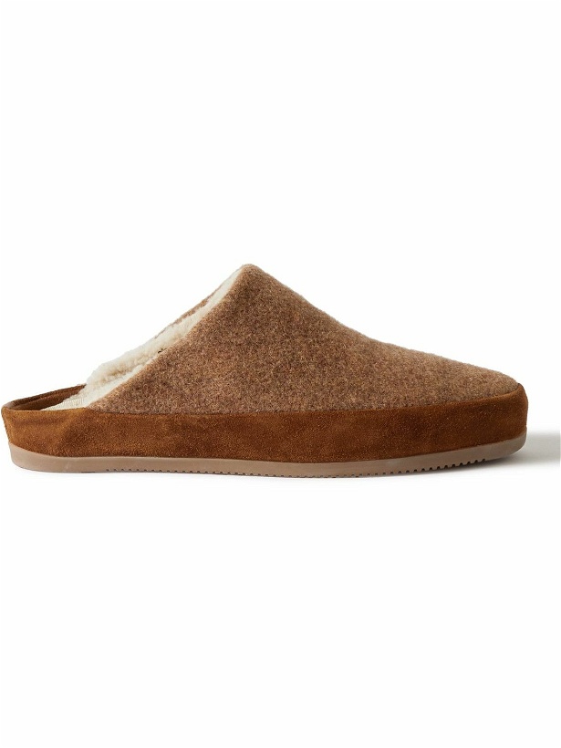Photo: Mulo - Suede-Trimmed Shearling-Lined Recycled Wool Slippers - Brown