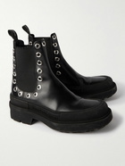 Alexander McQueen - Eyelet-Embellished Leather Exaggerated-Sole Chelsea Boots - Black