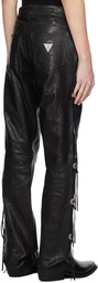 GUESS USA Black Flare Leather Trousers