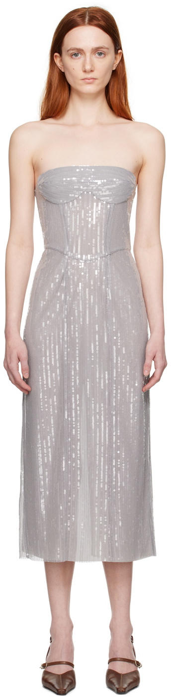 JUNEYEN Gray Tube Midi Dress