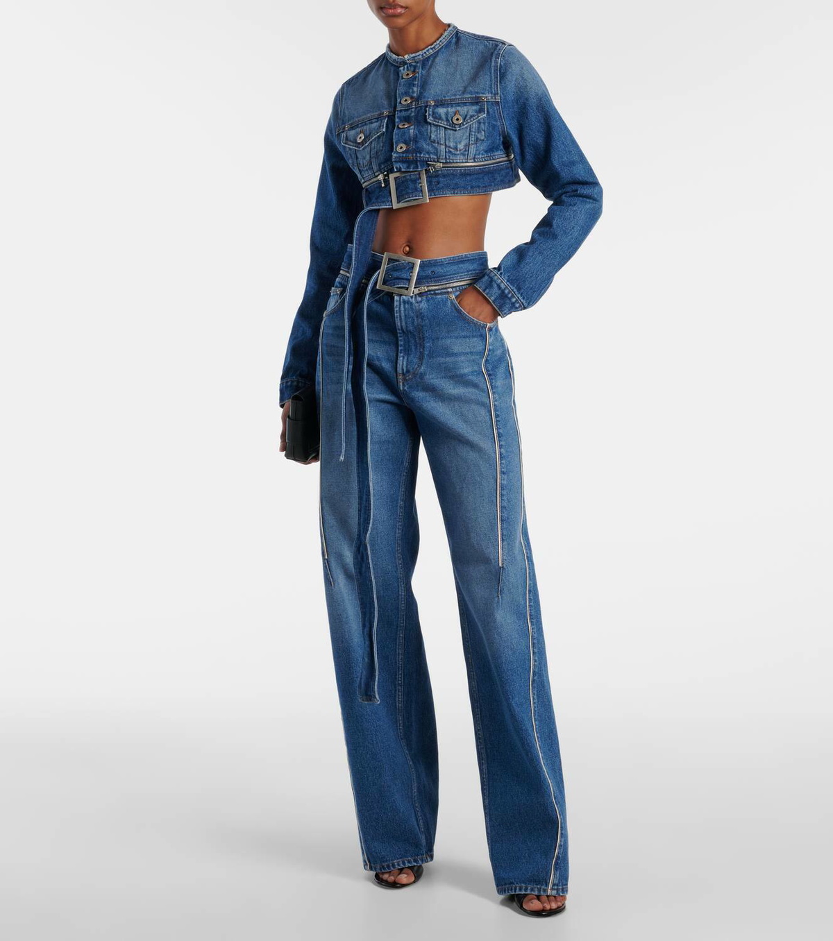 パンツ jeanpaulGAULTIER Jean Paul Gaultier Belted high-rise wide-leg jeans Jean Paul