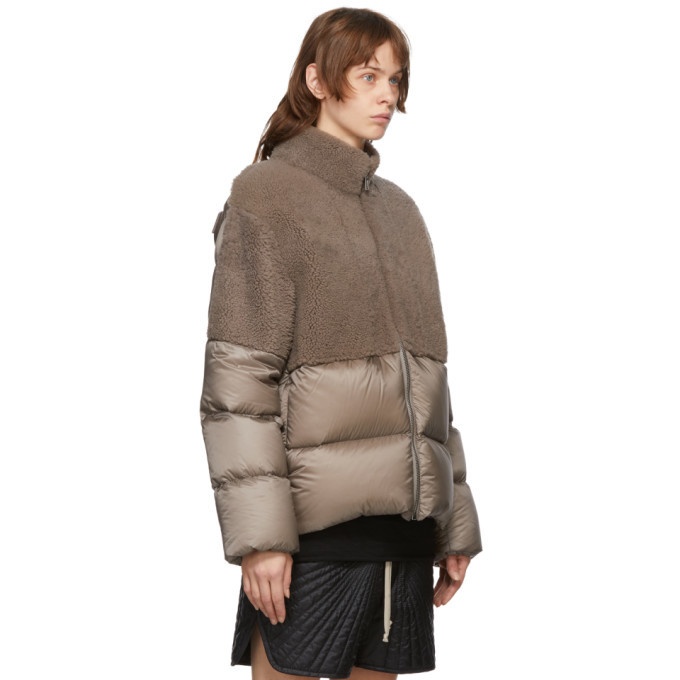 Rick Owens Taupe Moncler Edition Down Coyote Jacket