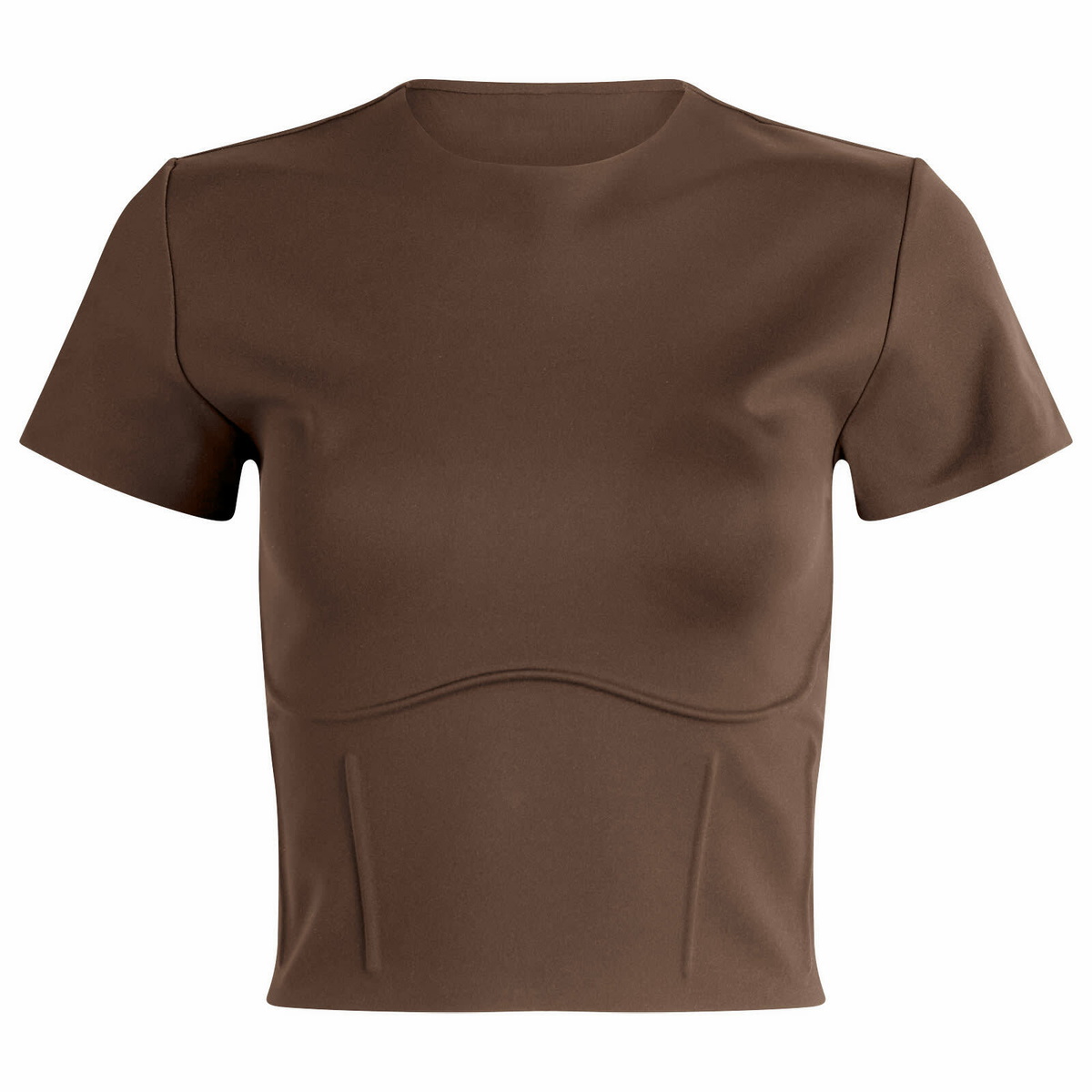 Nike Women's x SKIMS Matte Corset Short Sleeve Crop Top in Dark Sepia