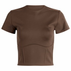 Nike Women's x SKIMS Matte Corset Short Sleeve Crop Top in Dark Sepia
