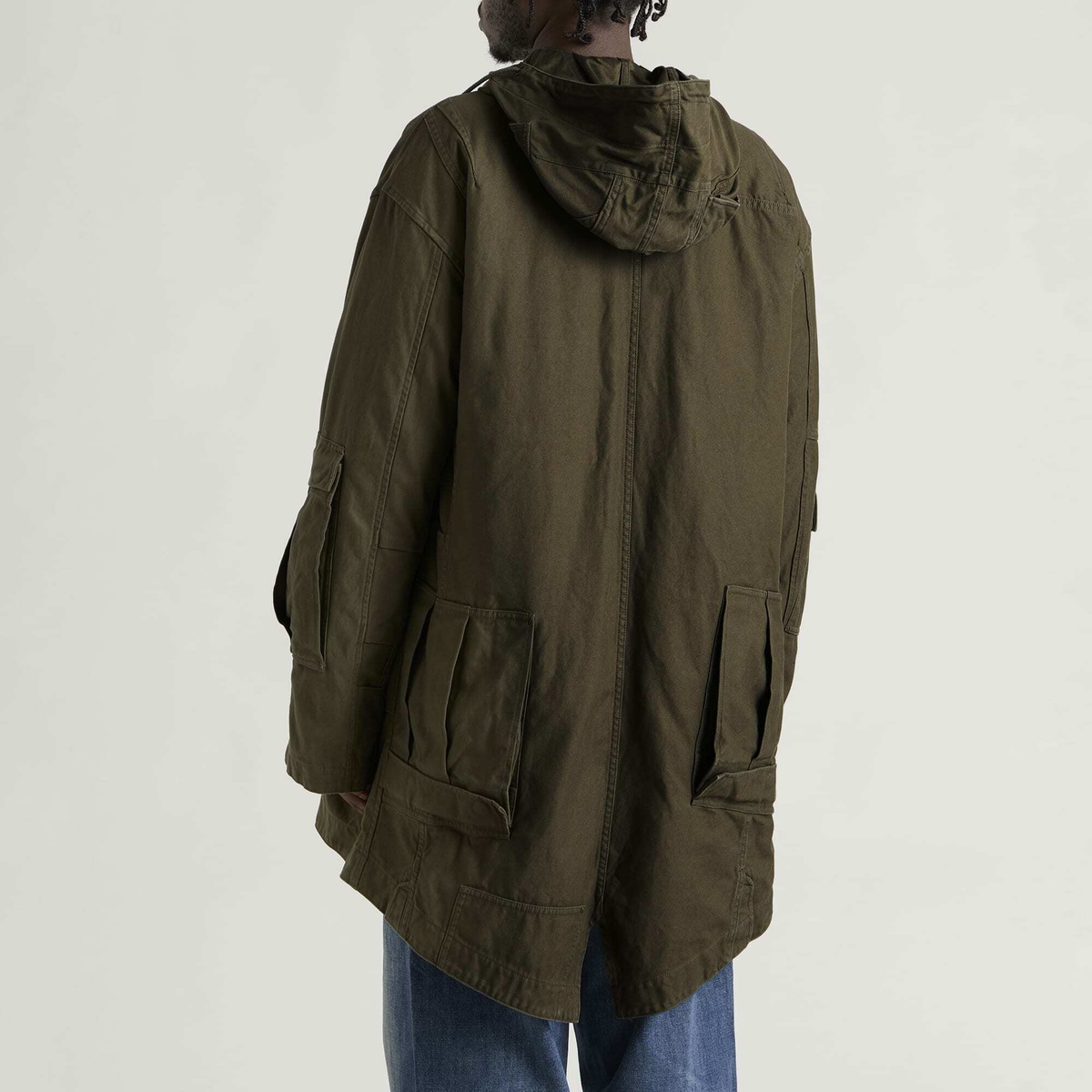 Junya Watanabe MAN Men's x Needles Cotton Satin Parka Jacket in Khaki