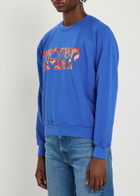 Mother The Concert Cropped Cotton Sweatshirt Blue