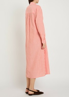 Polo Ralph Lauren Striped Cotton-blend Midi Shirt Dress Orange