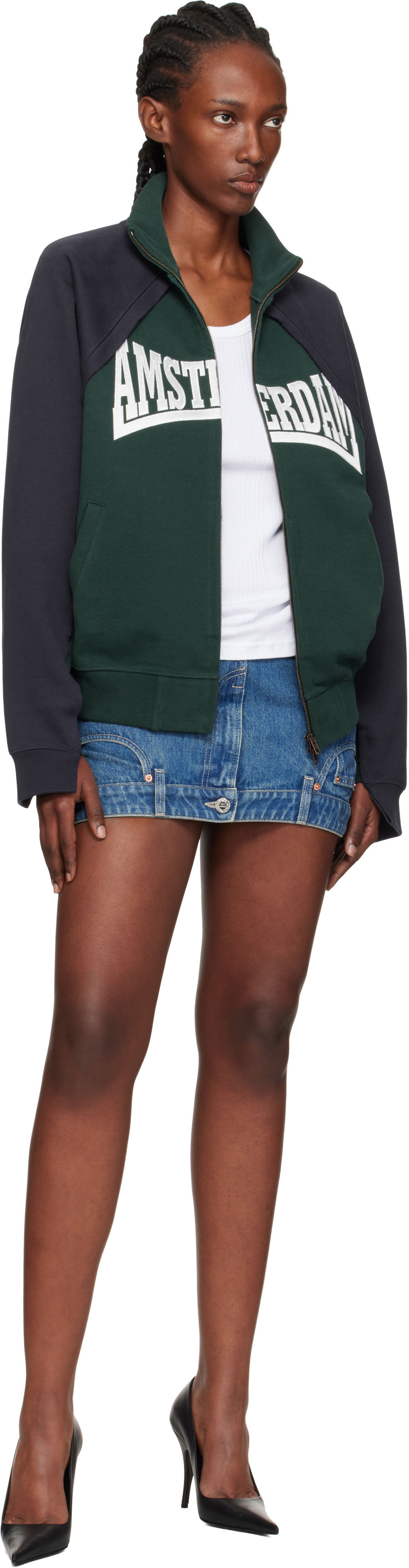 VETEMENTS Bluer Upside-Down Denim Miniskirt