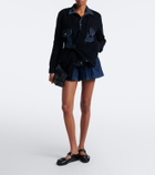 Sacai Layered wool-blend and denim cardigan