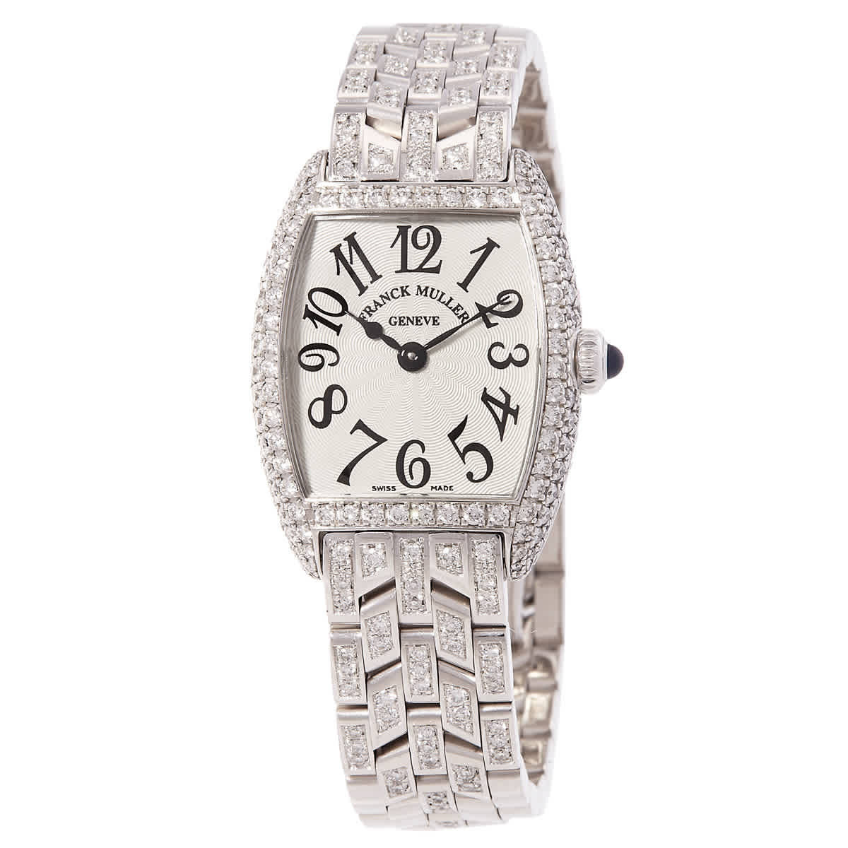 Franck Muller Cintree Curvex Quartz Diamond Silver Dial Watch 2250 QZ D OG
