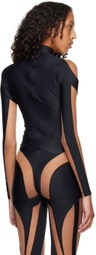 Mugler Black Illusion Neckline Bodysuit