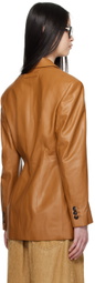 Marni Brown Peaked Lapel Leather Jacket