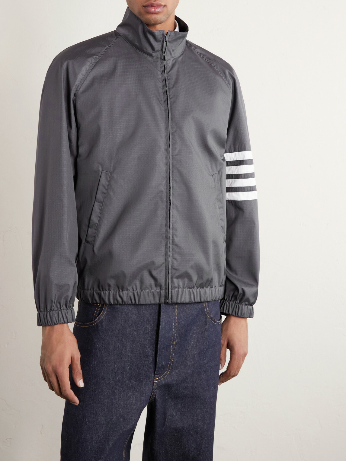 Thom Browne - Striped Ripstop Track Jacket - Gray Thom Browne Thom Browne - Striped Ripstop Track Jacket - Gray Thom Browne