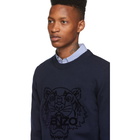 Kenzo Navy Wool Tiger Head Jumper Sweater