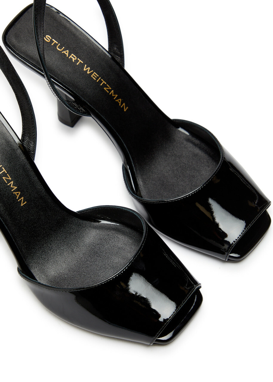 Stuart Weitzman Val 85 Patent Leather Sandals Black
