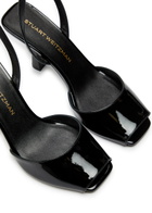 Stuart Weitzman Val 85 Patent Leather Sandals Black