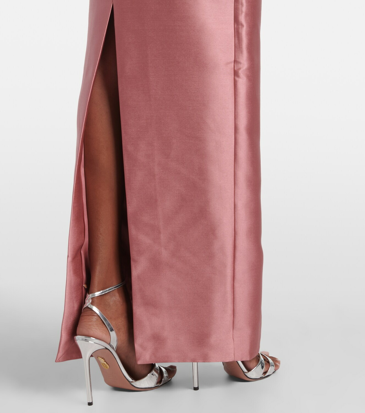 Solace London Kira draped one-shoulder satin gown