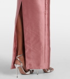 Solace London Kira draped one-shoulder satin gown
