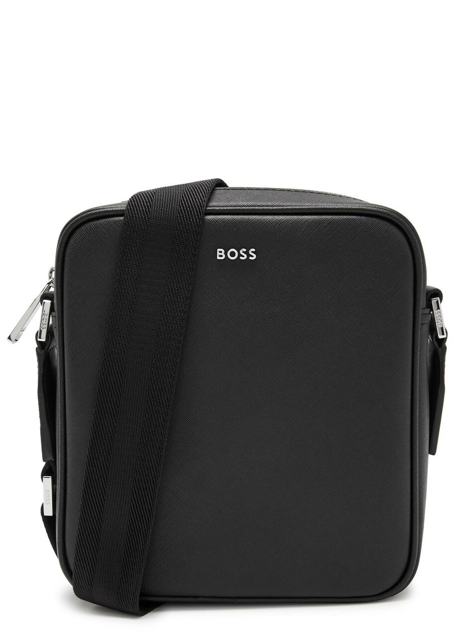 Boss Northon Logo Saffiano Leather Cross-body bag - Black - One Size