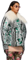 SHUTING QIU Grey & Green Patterned Down Jacket