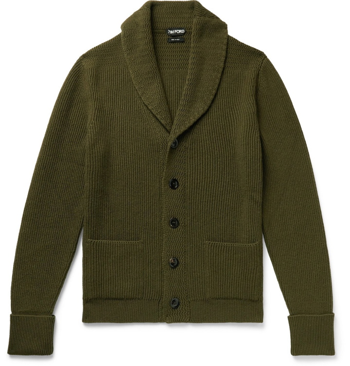 Photo: TOM FORD - Ribbed Cashmere Cardigan - Green