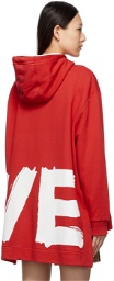 Burberry Red Oversized 'Love' Fairhall Hoodie
