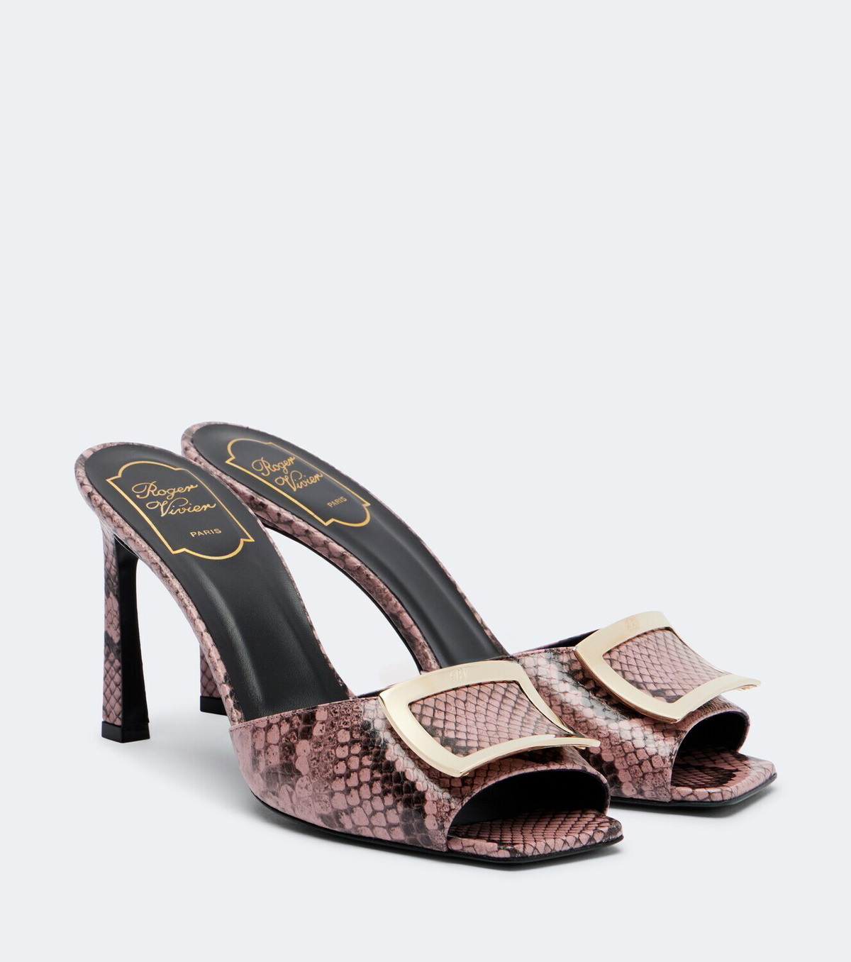 Roger Vivier Trompette snake-print leather mules