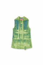 Diesel Belted vest in coloured satin denim - Vests Womens in Green