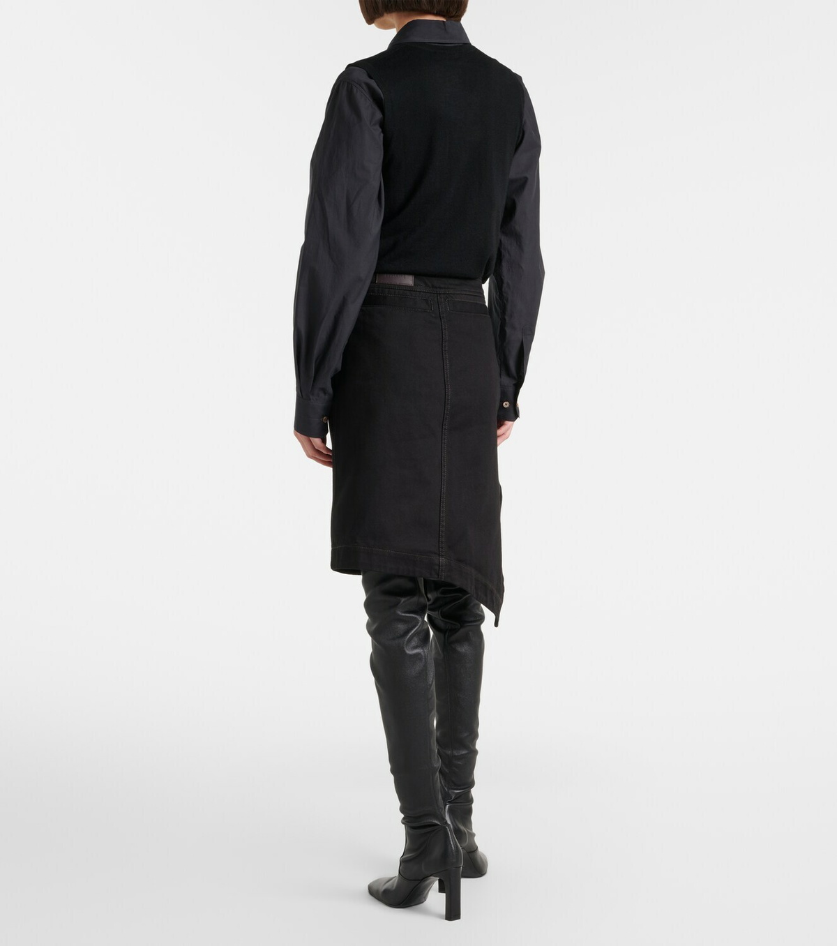 Lemaire Asymmetric denim midi skirt