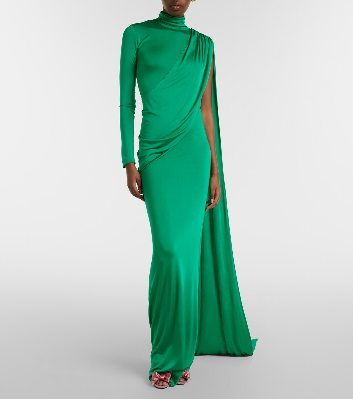 The New Arrivals Ilkyaz Ozel Aya caped satin gown
