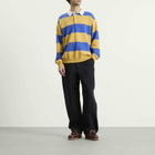 BEAMS Men's 7 Gauge Stripe Knit Rugby Shirt in Yellow