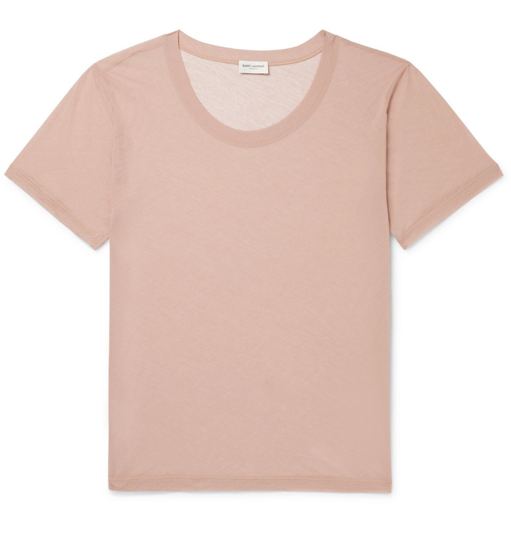 Photo: SAINT LAURENT - Cotton-Gauze T-Shirt - Pink