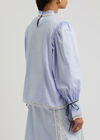 Lug Von Siga Keira Broderie Anglaise Cotton Poplin Blouse Blue