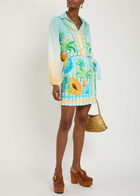 Never Fully Dressed Rio Printed Woven Mini Wrap Skirt Blue