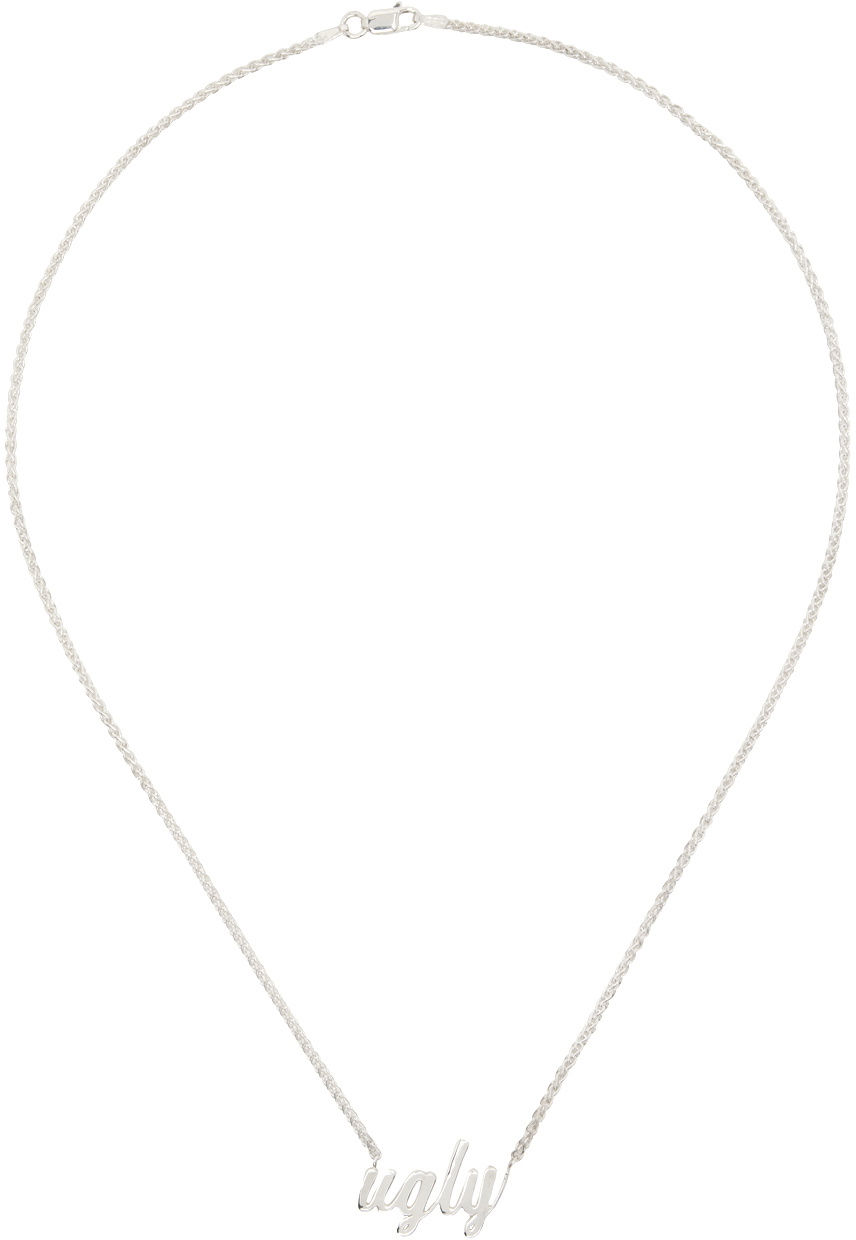 Secret of Manna Silver Ugly Nameplate Necklace