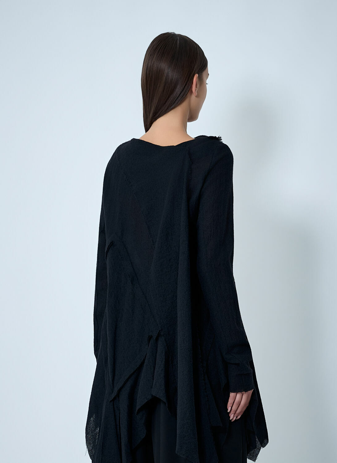 Yohji Yamamoto Gauzed Frilled Blouse